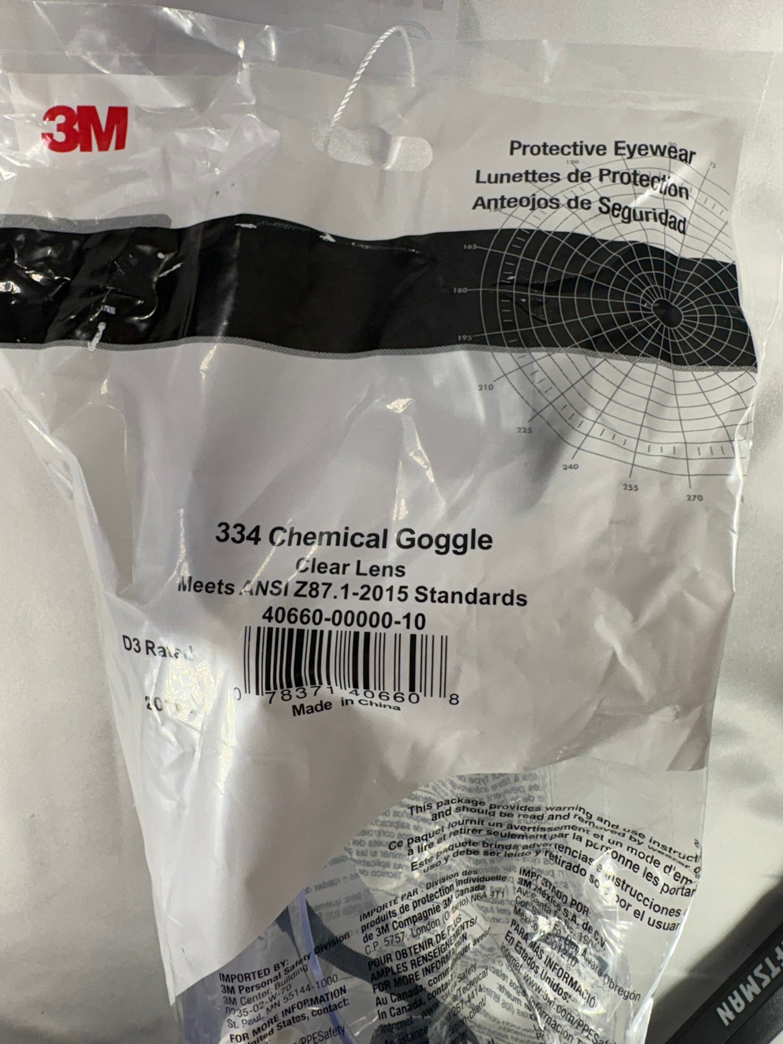 3M Protective Eyewear chemical googles