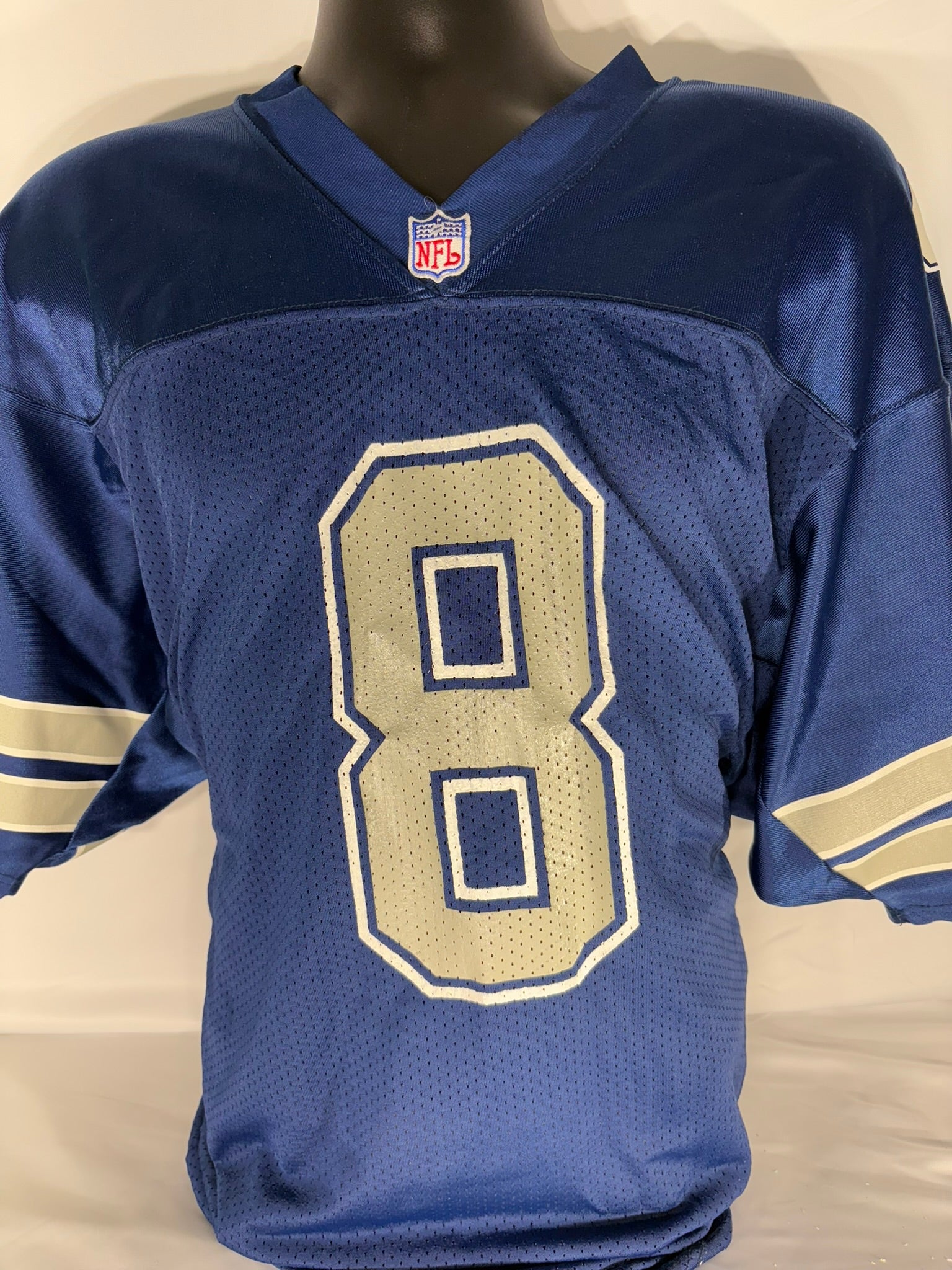 Troy Aikman replica Blue game jersey (used)