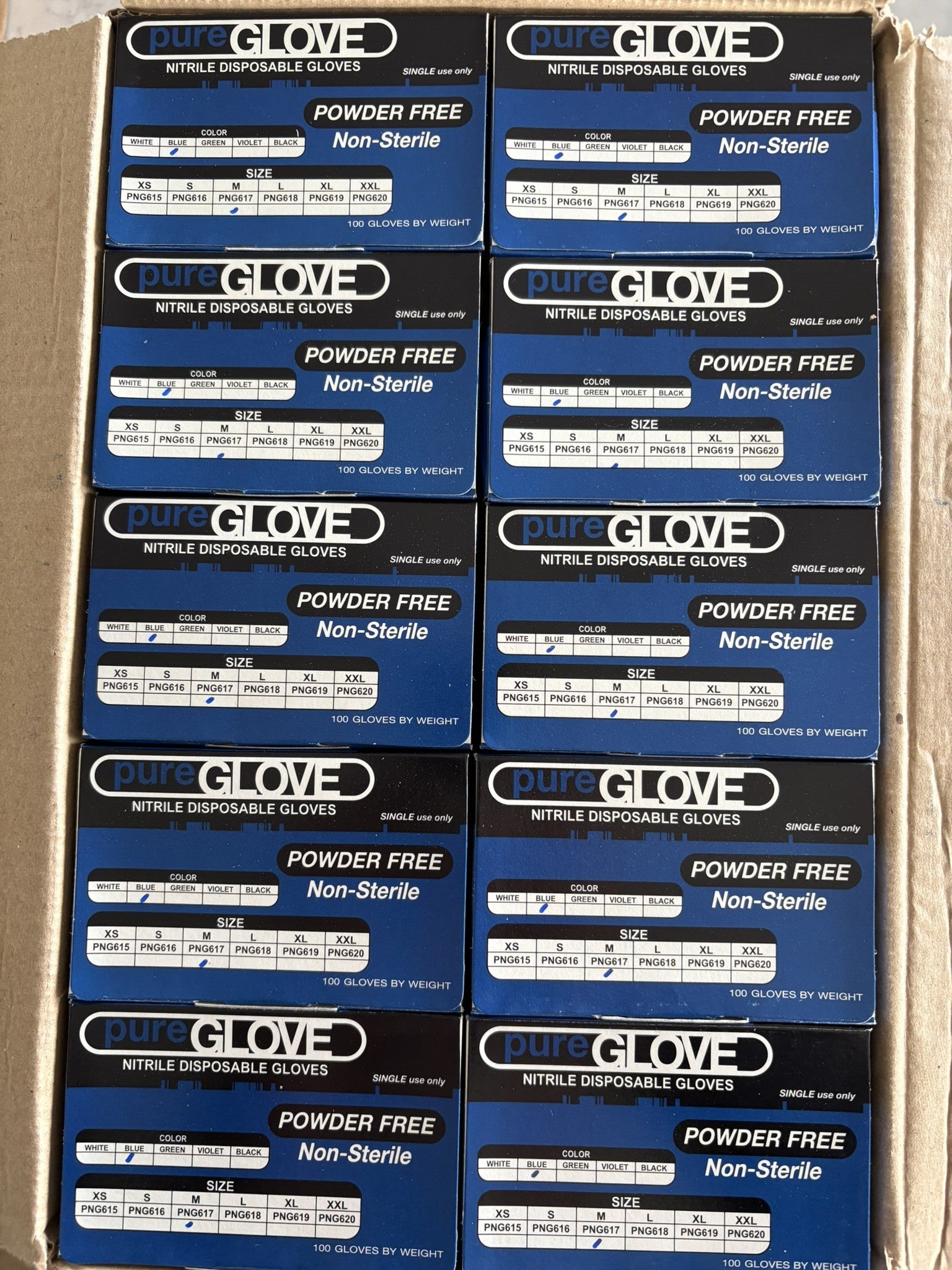 Blue Nitrile exam gloves case of 1,000
